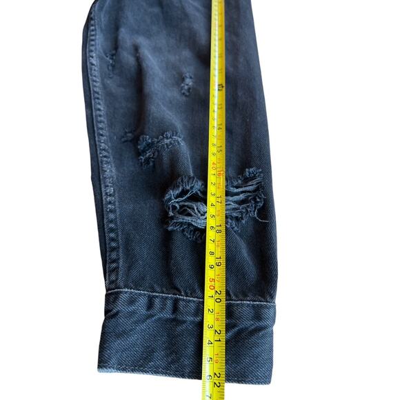 We The Free Jolene Trucker Distressed Denim Jacket Size L Black Goth Streetwear - Picture 7 of 12